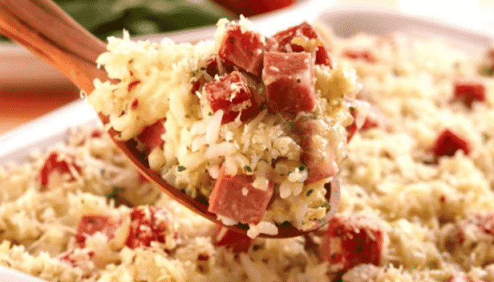 arroz de forno com mortadela